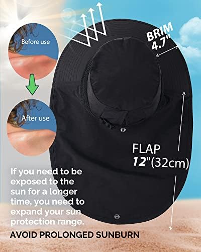 נשים גברים UPF 50+ כובע דיג טיולים ניילון אטום למים כובע שוליים רחב עם דש צוואר גדול שמש הגנה על UV כובעים לנשים