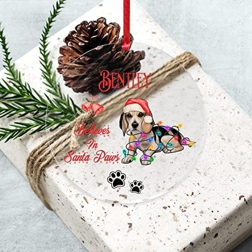 מאמין סנטה כפה ארמני גמפר כלב חג המולד אקריליק קישוט לחיות מחמד זיכרון חג המולד סובלימציה קישוטי