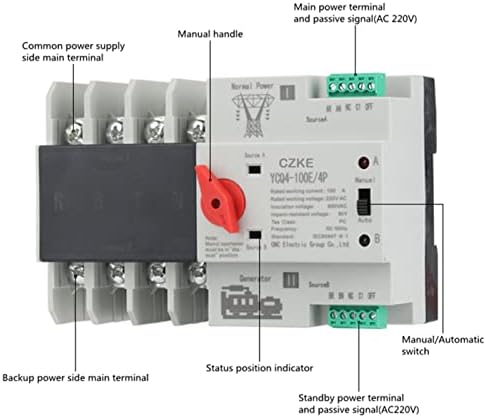 FACDEM YCQ4-100E/4P 220V AC 8KA DIN RAIL מתגי ATS מתגי כוח ללא הפרעה כוח כפול מתג העברה אוטומטי