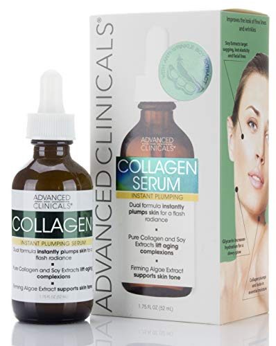 ערכת טיפוח עור קליניקה מתקדמת של קולגן. קרם קולגן 16oz, סרום קולגן שמנמן ומסכת קולגן. טיפול בעור