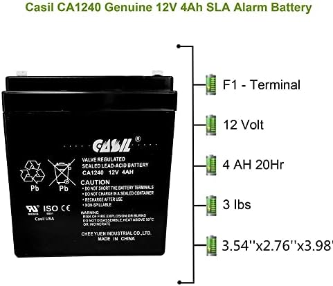CASIL CA-1240 12V 4AH מערכת אזעקה סוללת סוללה למעלה VISTA 20P ADT