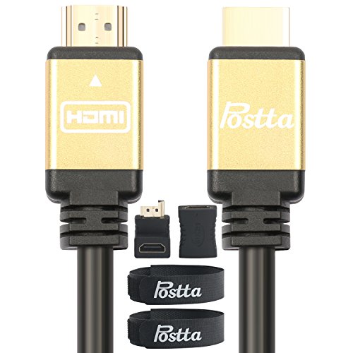 כבל HDMI Postta 30 רגל HDMI 2.0V כבל עם קשרי כבל 2 חלקים+2 חתיכות HDMI מתאמי תמיכה 4K 2160p, 1080p, 3D, החזרת שמע