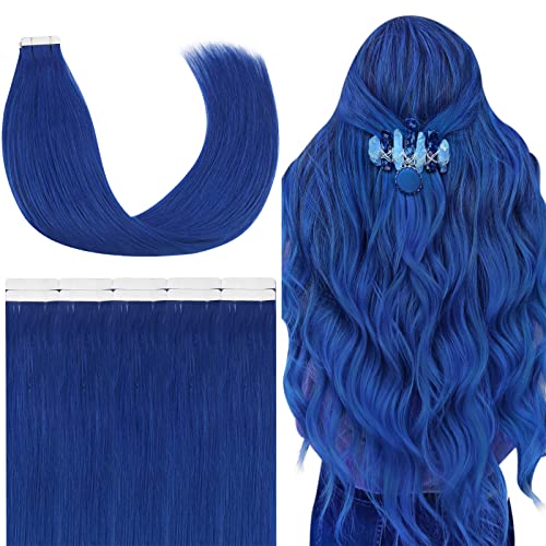 צרור-יאנגסי כחול קלטת בתוספות שיער 20 אינץ כחול קלטת בתוספות שיער טבעי קלטת בתוספות שיער שיער טבעי כחול