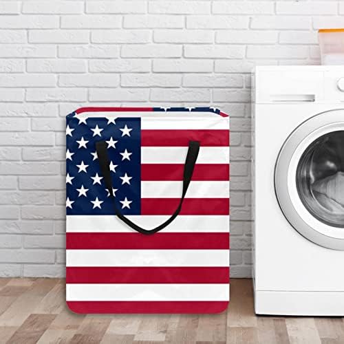 הדפסת דגל אמריקאי אמריקאי סל כביסה מתקפל, 60 ליטר סלי כביסה עמידים למים סל כביסה אחסון צעצועי בגדים לחדר שינה