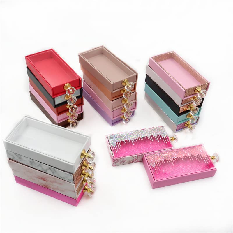 קופסאות מלבן קופסאות אריזה ריסים עם מגשים בידית קריסטל בתפזורת מקרה מגנטי ריק, E08,40 קופסה עם מגש