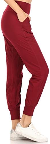 מכנסיים מזדמנים לנשים מכנסיים ברגליים מזדמנים בצבע צבעוני עם מותניים אלסטיים וכיסים מכנסיים מזדמנים